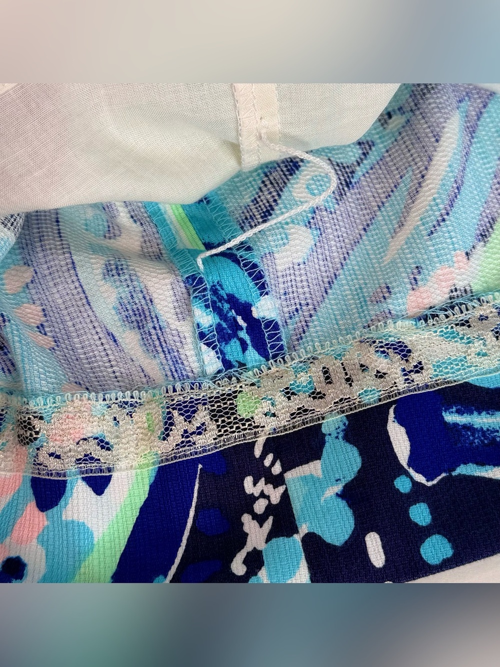 LILLY PULITZER Mila Blue Pink White Swirl Design Cotton Sheath Dress Size 00 - Picture 13 of 16